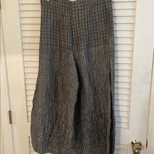 Igor Gorgeous Gray Black Linen Blend Varied Pattern Wide Leg Pants